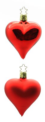 8cm Heart - Assorted<br>Red Inge-glas Ornaments